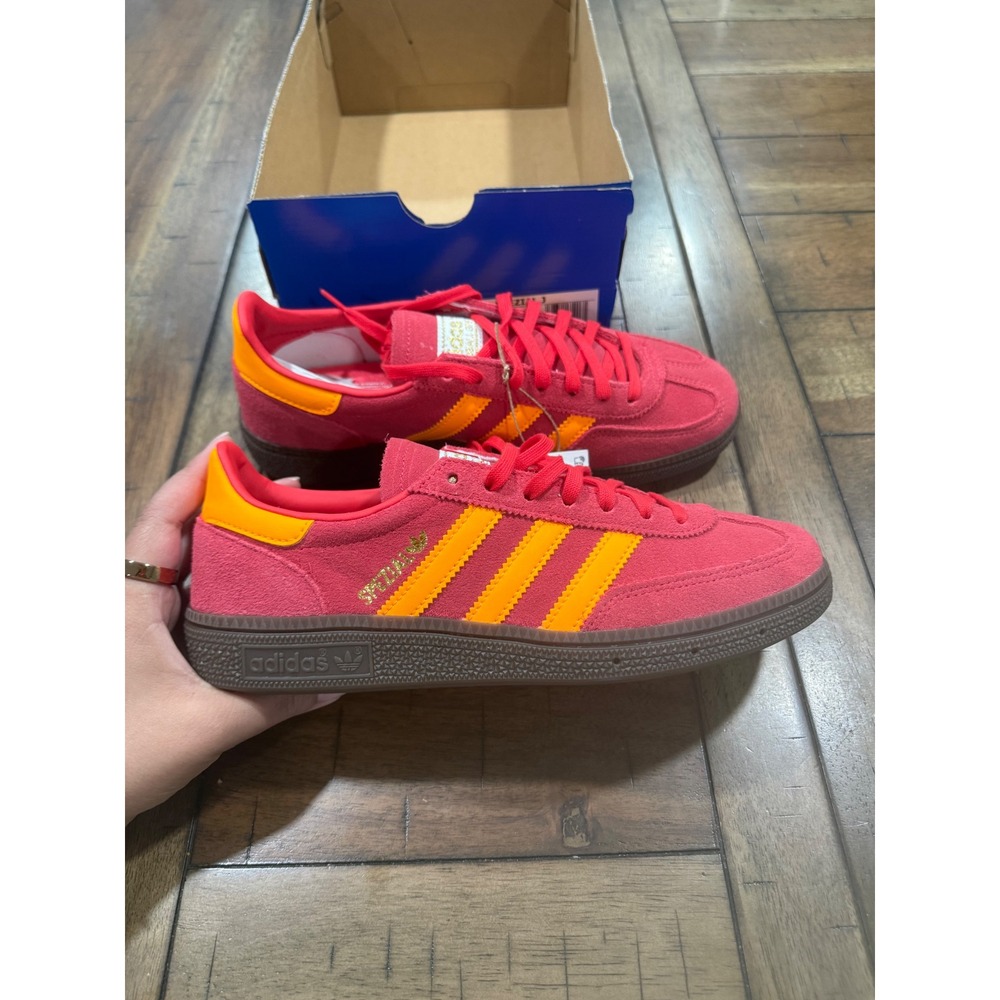Adidas Handball Spezial J Red Orange Gum Suede Sneakers JP9554 Kids Size 5.5Y
